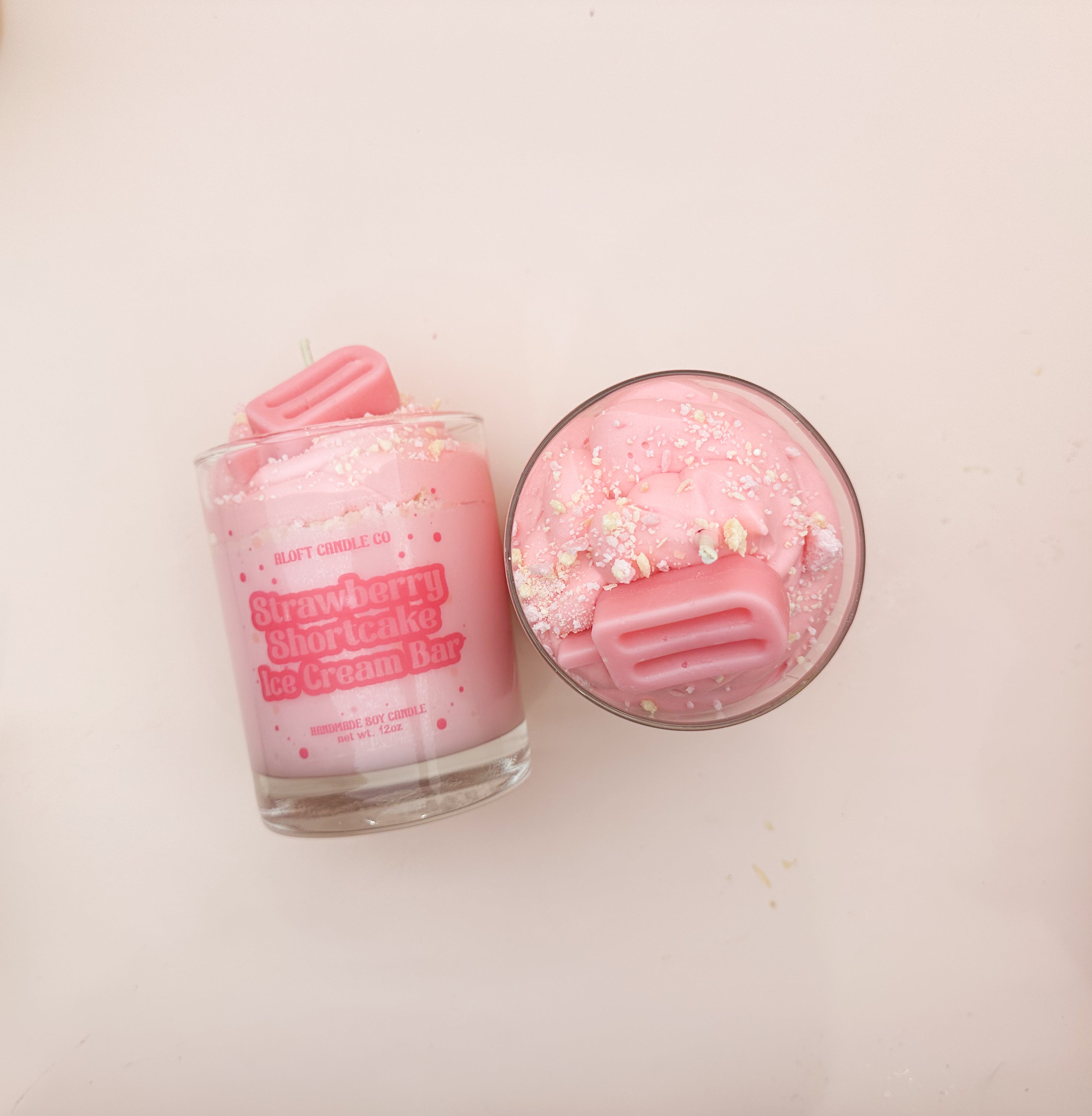 Strawberry Shortcake Ice Cream Bar Handmade Soy Candle 12oz