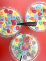 Load image into Gallery viewer, Rainbow Loops Milk &amp; Cereal Bowl Handmade Soy Candle 12oz
