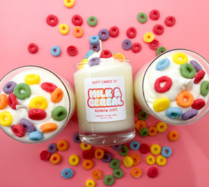 Rainbow Loops Milk & Cereal Handmade Soy Candle 12oz