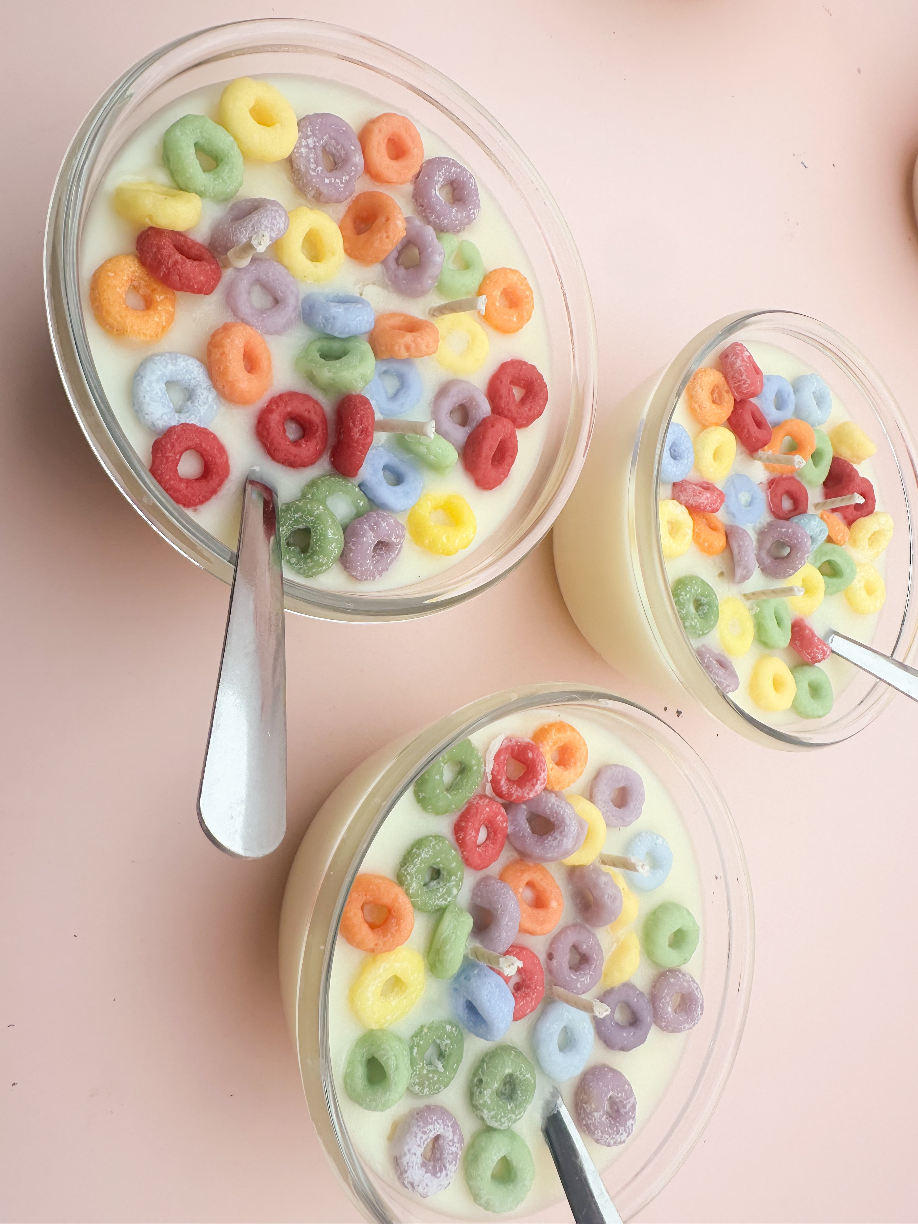 Rainbow Loops Milk & Cereal Bowl Handmade Soy Candle 12oz
