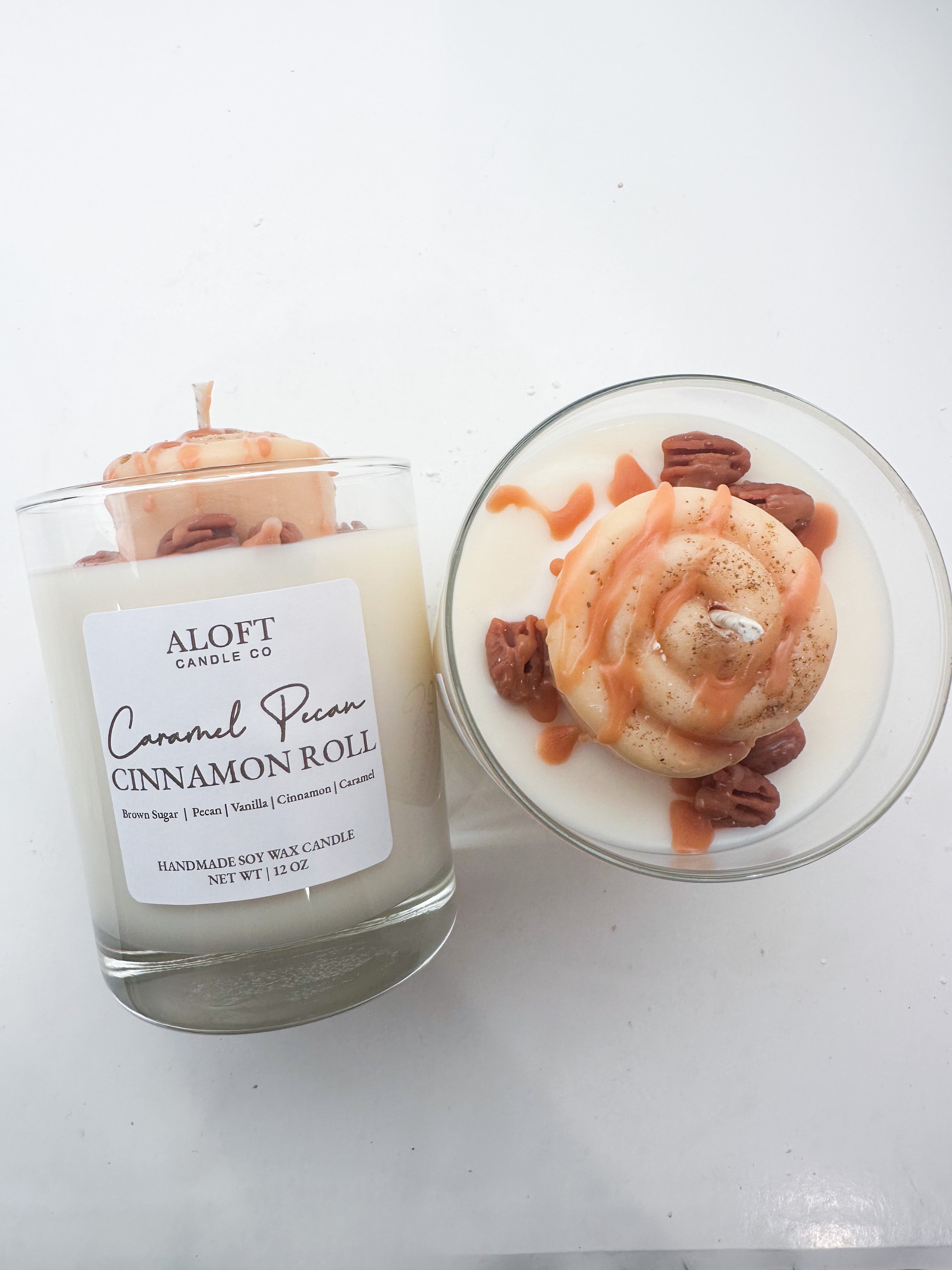 Caramel Pecan Cinnamon Roll 12oz Handmade Soy Candle