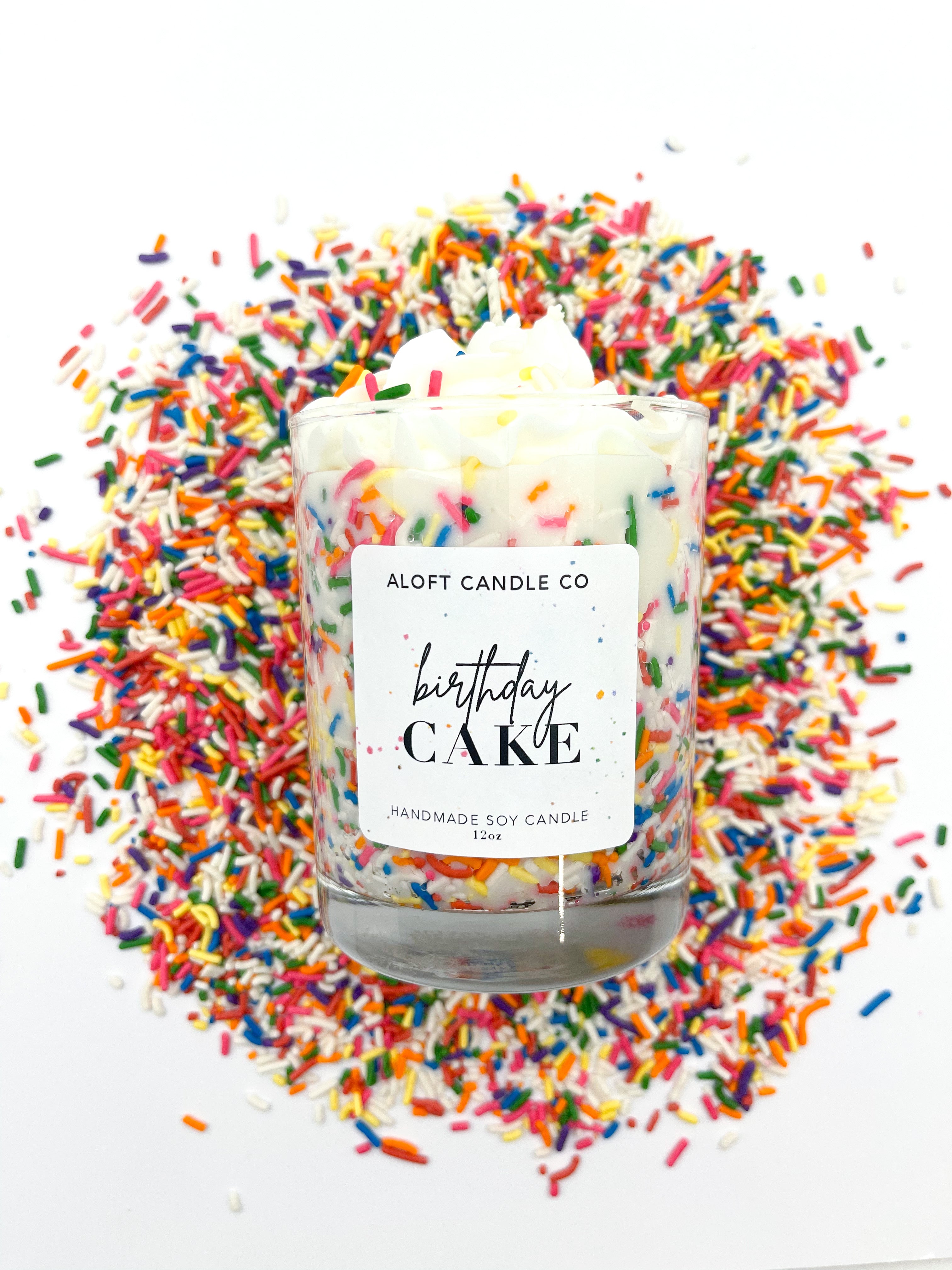 Rainbow Sprinkle Frosted Celebrate Handmade Soy Candle 12oz