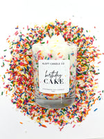 Load image into Gallery viewer, Rainbow Sprinkle Frosted Celebrate Handmade Soy Candle 12oz
