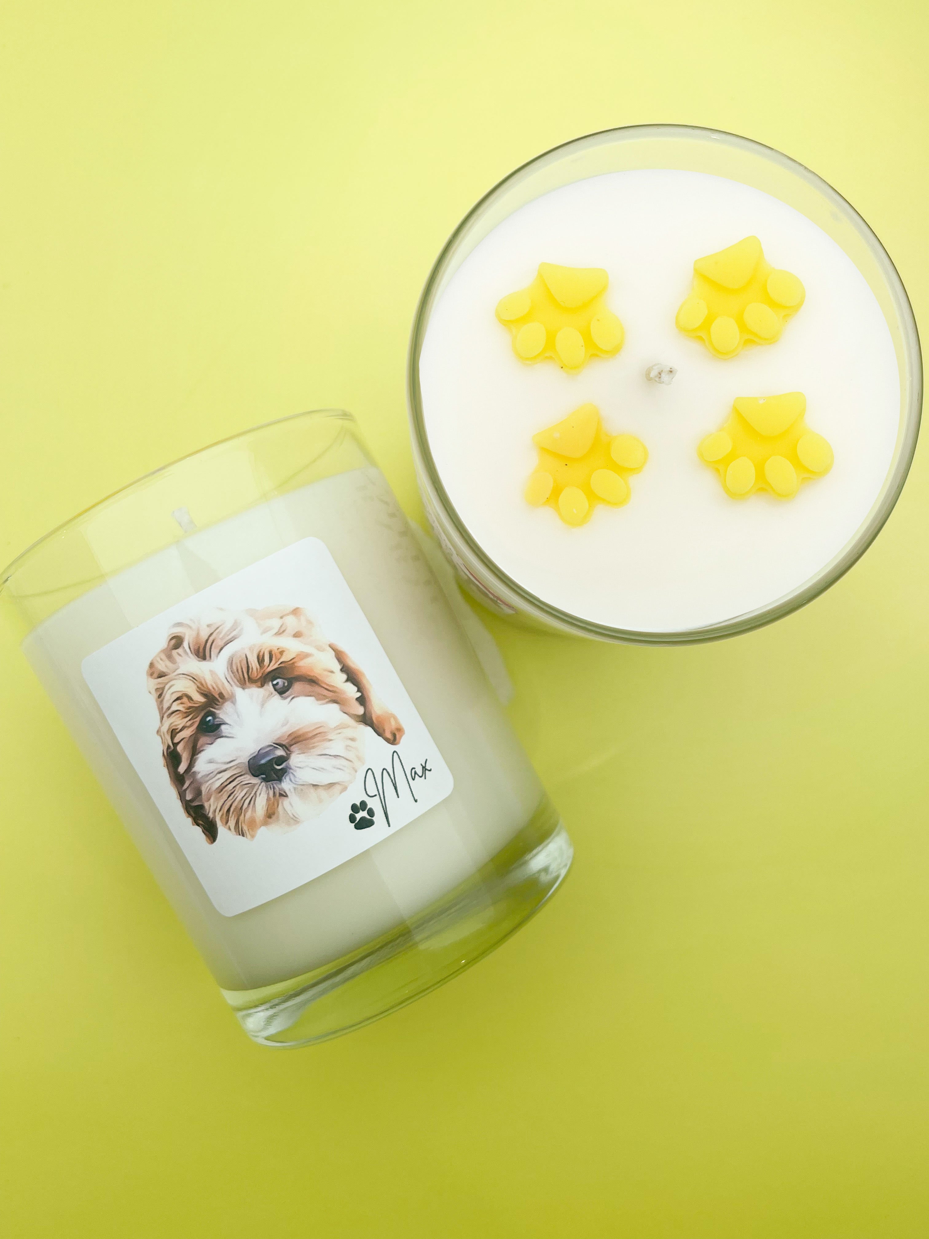 Paw Print with Custom Pet Sketch Handmade Soy Candle 12oz